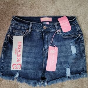 BAMBOO Juniors Dark Blue Jean Shorts W Stretch New W Tag Sz 7
